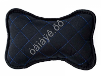 Подушка в авто из велюра, цвет черный/синий (2шт)