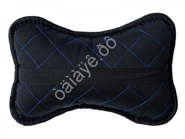 Подушка в авто из велюра, цвет черный/синий (2шт)