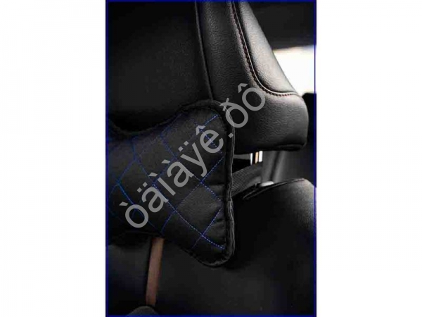 Подушка в авто из велюра, цвет черный/синий (2шт)