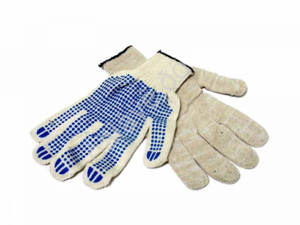 Перчатки х/б с ПВХ 10кл. 6-нитка белая /10/300