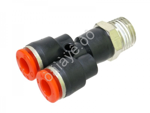 Фитинг пластик PU тройник-разветвитель 1/4 х 6mm наруж. резьба