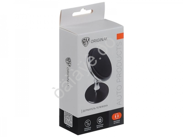 Держатель телефона магнитный на панель, металлический, круглый, черный BY