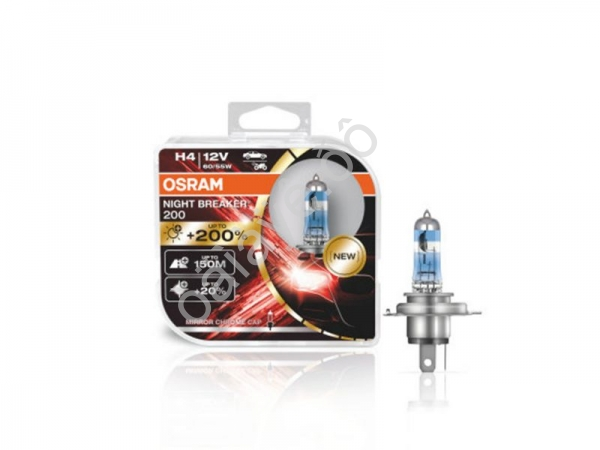 Лампа Osram H4 12V60/55W +200%  P43t NIGHT BREAKER 200 4050К