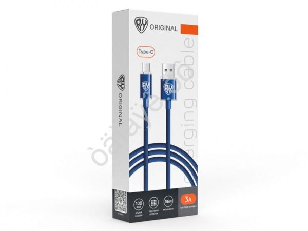 Дата-кабель универ. Wave Type-C, 1м, Быстрая зарядка 3А, QC, PD 36W, тканевый, синий BY Дата-кабель универ. Wave Type-C, 1м, Быстрая зарядка 3А, QC, PD 36W, тканевый, синий BY