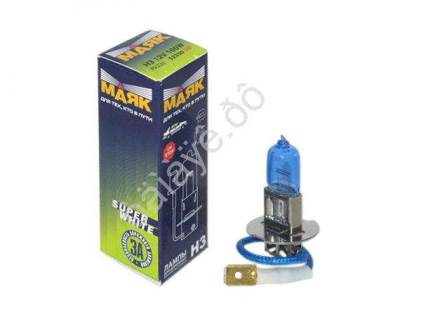 Лампа МАЯК H3 12V 100W Pk22s SUРER WHITE /10