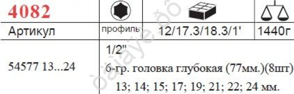 F4082 Набор торцевых головок длинных 1/2" /1/6/12 F4082 Набор торцевых головок длинных 1/2" /1/6/12