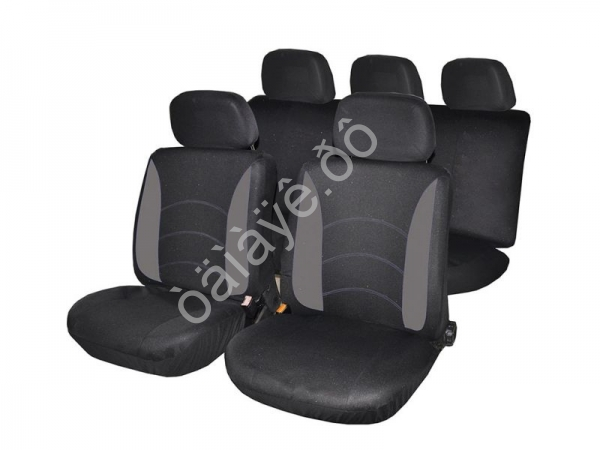 Чехлы на сиденья "NEW GALAXY" , 9пр. полиэстр, Гамма, черный/серый /1/2