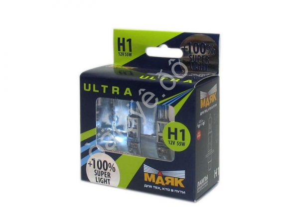 Лампа МАЯК ULTRA H1 12V 55W P14,5s SUPER LIGHT +100% Лампа МАЯК ULTRA H1 12V 55W P14,5s SUPER LIGHT +100%