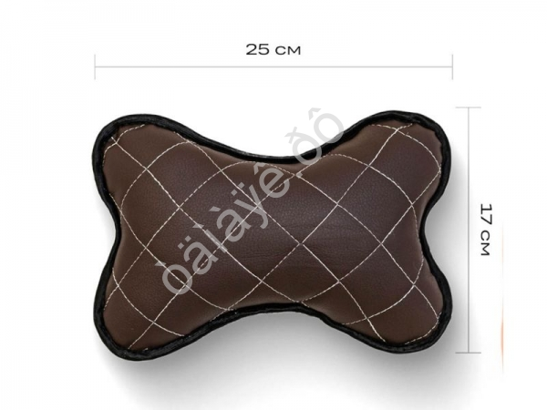 Подушка в авто из эко-кожи, цвет коричневый (2шт)