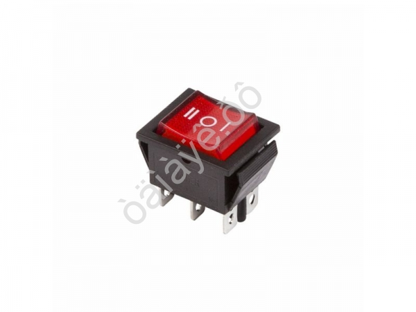 Переключатель клавишный 250V 15А (6с) ON-OFF-ON красный с подсветкой и нейтралью (RWB-509, SC-767) REXANT