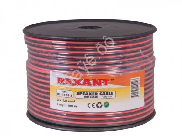 Провод двойной (1,00*2) кр./черн. REXANT (100m) Провод двойной (1,00*2) кр./черн. REXANT (100m)