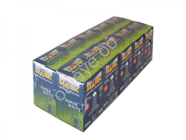 Лампа МАЯК H4 12V 60/55W P43t SUРER WHITE 10/400