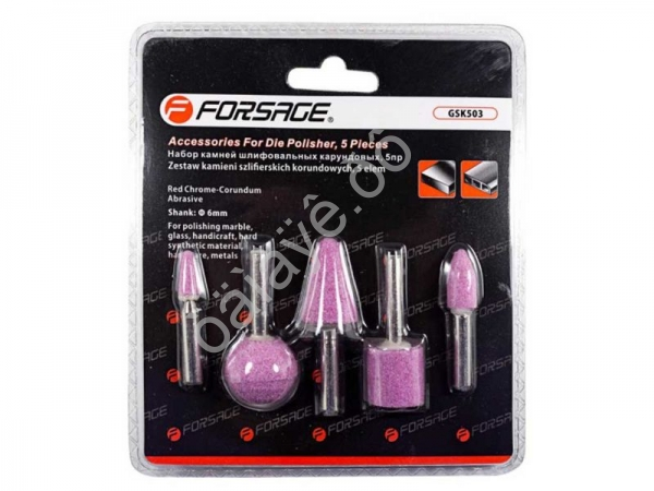 Камни абразивные (хвостовик 6мм), набор 5пр. Forsage
