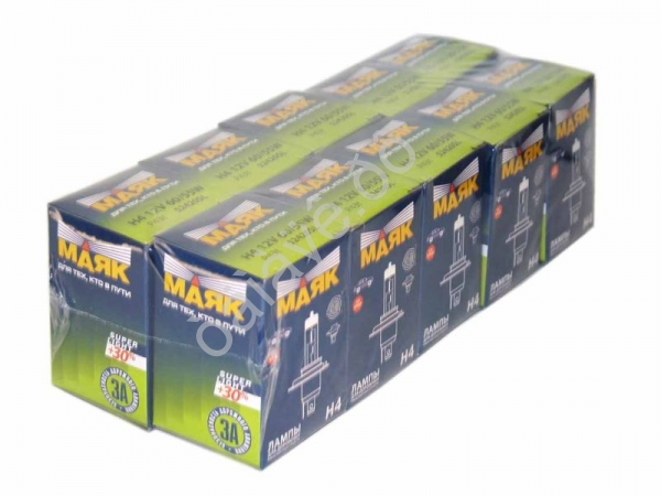 Лампа МАЯК H4 12V60/55W P43t SUPER LIGHT+30%  (мин.уп.10шт) 10/400