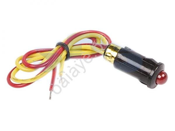 Индикатор Малый Ф8 12v c проводом красный LED 1/10 Индикатор Малый Ф8 12v c проводом красный LED 1/10
