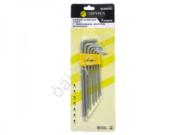Набор ключей TORX ER-25107XLT Г-обр. экстра длинных Т10-Т40 7пр. ЭВРИКА /1/12/60