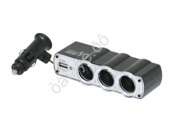 Разветвитель гнезда прикуриват. WF 120/015 3гн+1 USB 12/24В  1/50_