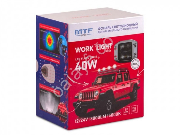 Прожектор светодиодный MTF Light серия STYLE 12-36V, 40W, 3000lm, ECE R10, квадрат, встр-мый, шт.