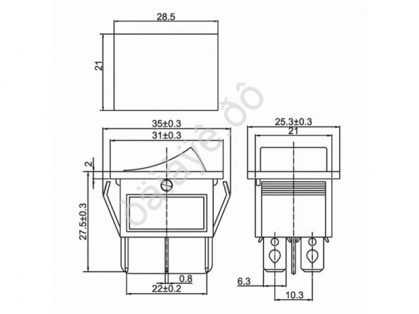 Переключатель клавишный 250V 15А (6с) ON-ON зеленый с подсветкой (RWB-506, SC-767) REXANT