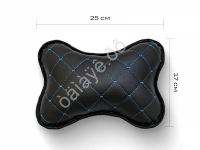 Подушка в авто из эко-кожи, цвет черный/синий (2шт)