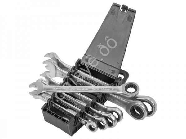 Набор ключей комбинированных трещоточных 7пр. (8,10,12-14,17,19мм) в пласт. держателе RockFORCE