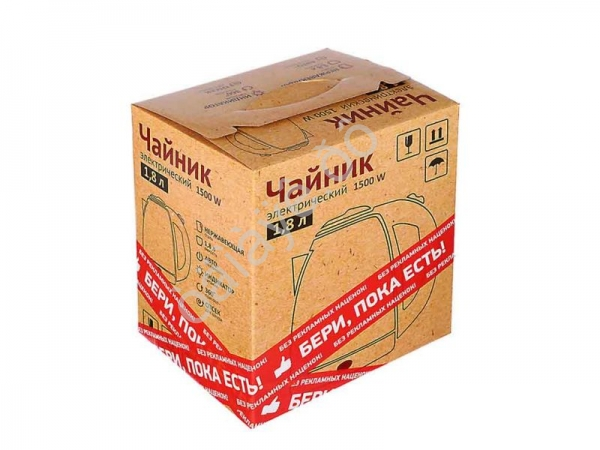 Чайник электрический 1,8л, 1500Вт, нерж. сталь, 220В LEBEN /1/18 Чайник электрический 1,8л, 1500Вт, нерж. сталь, 220В LEBEN /1/18