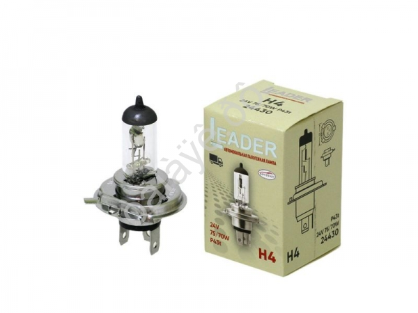 Лампа Leader H4 24V-75/70W P43t "Автосвет"/10 Лампа Leader H4 24V-75/70W P43t "Автосвет"/10