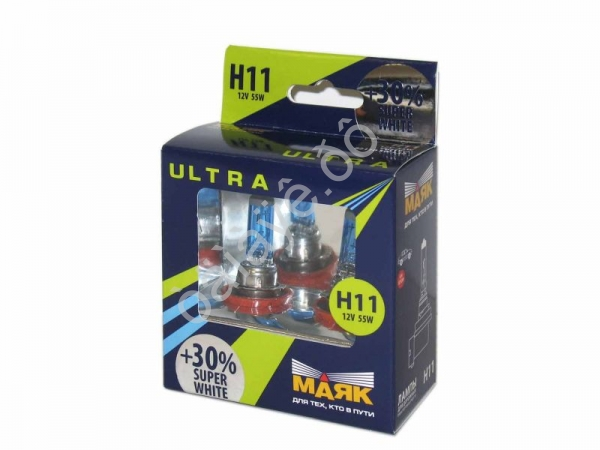 Лампа МАЯК ULTRA H11 12V 55W PGJ19-2 SUPER WHITE +30% Лампа МАЯК ULTRA H11 12V 55W PGJ19-2 SUPER WHITE +30%