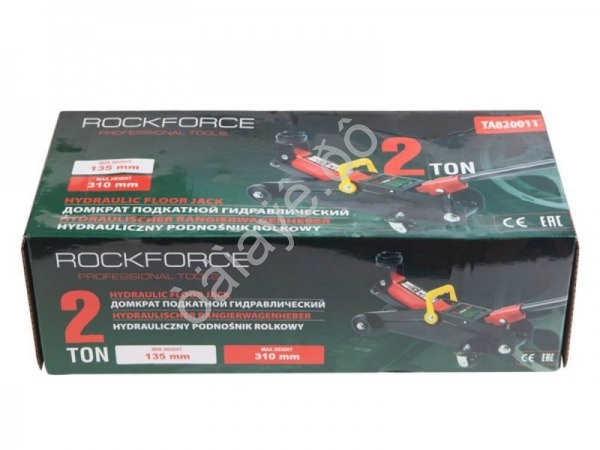 Домкрат подкатной гидравлический 2т+чехол для хранения (h min 135мм, h max 310мм) RockFORCE