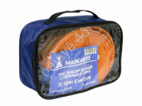 Трос буксировочный лента МАЯКАВТО™   15т, 6м, шириной 70мм с скобами в сумке1/6