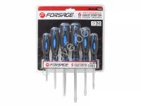 Набор отверток магнитных "Profi" 6пр.(SL:5.5х100,6.5х125,8.0х150мм; PH:1х75,2х100,3х125мм)в блистере Forsage