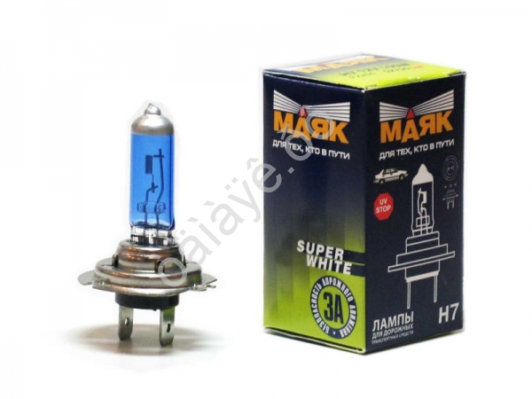 Лампа МАЯК H7 12V 55 Px26d  SUР WHITE "Маяк" /10/400