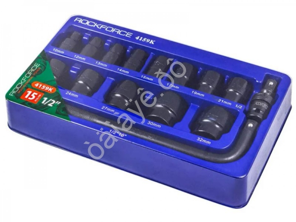 Набор головок ударных 15пр. 1/2" (6-гр.) ROCKFORCE (4159K) /1/10 Набор головок ударных 15пр. 1/2" (6-гр.) ROCKFORCE (4159K) /1/10