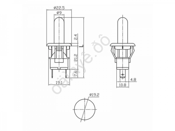 Выключатель-кнопка 250V 2.5А (2с) ON-(OFF) Б/Фикс белый (PBS-19С2) (мебельная) REXANT