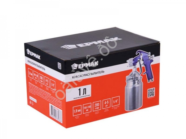 Краскораспылитель, 1 л, сопло 1.8 мм, 4- 5 бар, 200 л/мин ЕРМАК