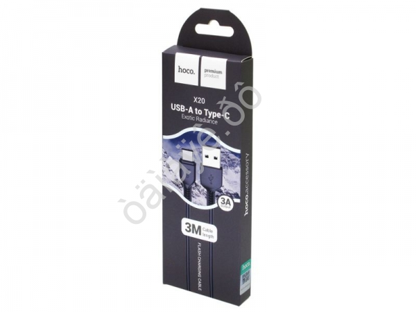Дата-кабель универ. USB--Type-C 3м, 2А, черный HOCO X20 (30шт в уп) Hoco