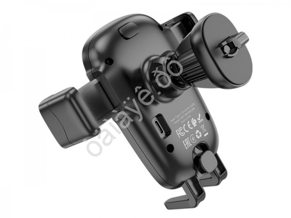 Держатель телефона на воздуховод с беспроводной зарядкой механический, черный HOCO HW1 Hoco