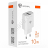 СЗУ 220В, BY Double 10Вт, 2xUSB, 2А, 5В,110-240В, 50-60Гц, пластик белый