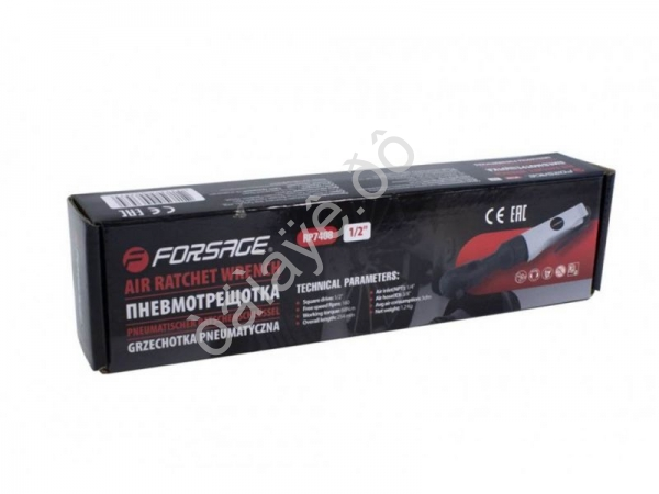 Пневмотрещотка 68Нм, 1/2'(потребление 77л/мин, 160 об/мин, L-254мм,6.Bar,штуцер 1/4") Forsage Пневмотрещотка 68Нм, 1/2'(потребление 77л/мин, 160 об/мин, L-254мм,6.Bar,штуцер 1/4") Forsage