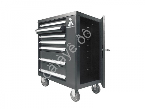 Тележка инструментальная 7-полочная с набором инструментов 196пр. и боковой секцией МАЯКАВТО™_