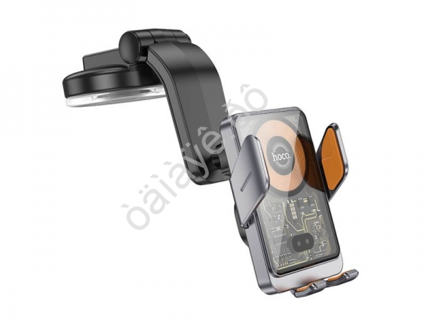 Держатель телефона на панель с беспроводной зарядкой с сенсорным удержанием, серебристый с прозрачной панелью HOCO HW8 Hoco