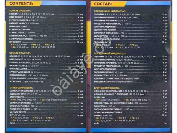 Набор инструментов 128пр. 1/4", 1/2" (6гр.) KINGTUL