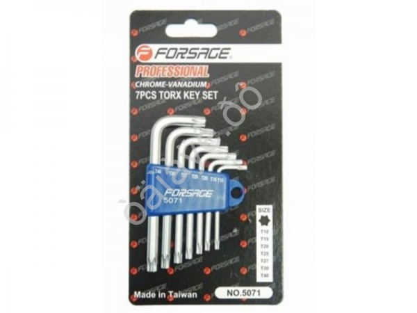 Ключи Г-образные TORX, набор 7пр. (Т10, Т15, Т20, Т25, Т27, Т30, Т40) Forsage