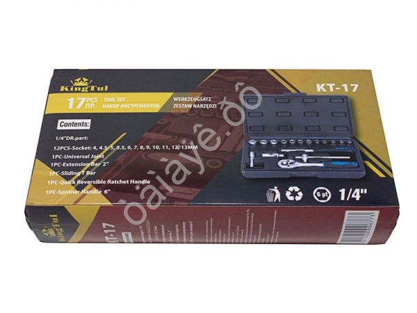 Набор инструментов 17пр., 1/4",6гр. (4-13мм) KINGTUL profi