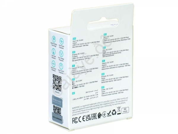 АЗУ в прикуриватель 1USB3.0 Quick Charger + кабель micro USB/Android черный, прозрачный черный BOROFONE BZ23 (98шт в уп) Borofone