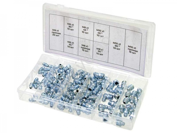 Набор тавотниц 9 видов, 110пр. М6, М8, М10 Набор тавотниц 9 видов, 110пр. М6, М8, М10