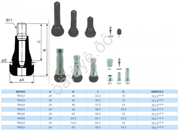 Вентиль бескамерных шин  (ТR-414) ХРОМ  /100/1000_