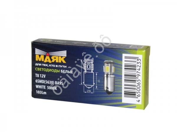 Светодиод 12V T 8 6SMD (5630) BA9S "Маяк" /10 Светодиод 12V T 8 6SMD (5630) BA9S "Маяк" /10
