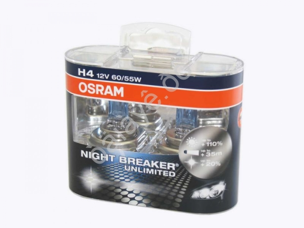 Лампа Osram H4 12V60/55W +110%  P43t NIGHT BREAKER Unlimited