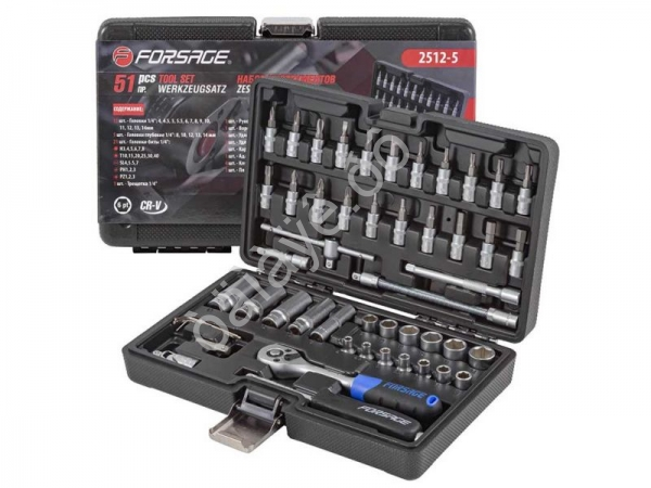 Набор инструментов 51пр. 1/4" (4-14мм, 6-гран.) Forsage